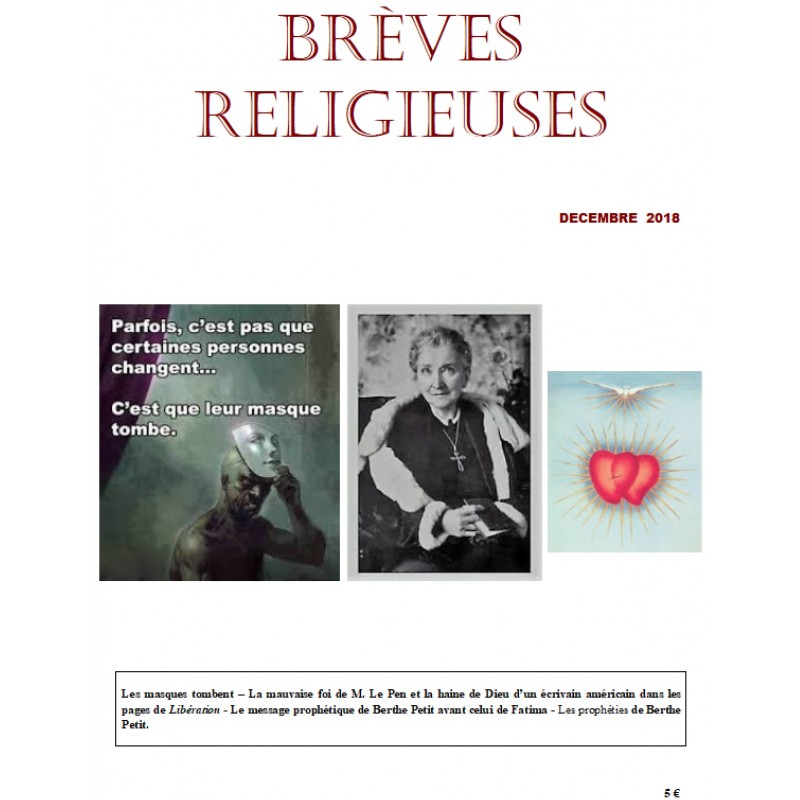 BREVES RELIGIEUSES -  DECEMBRE 2018